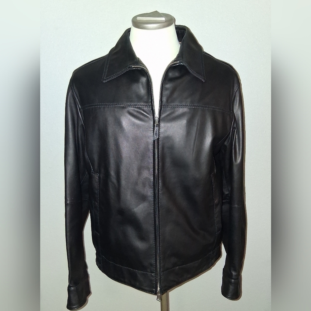 Men's Gimo's Sleek Black Leather Jacket